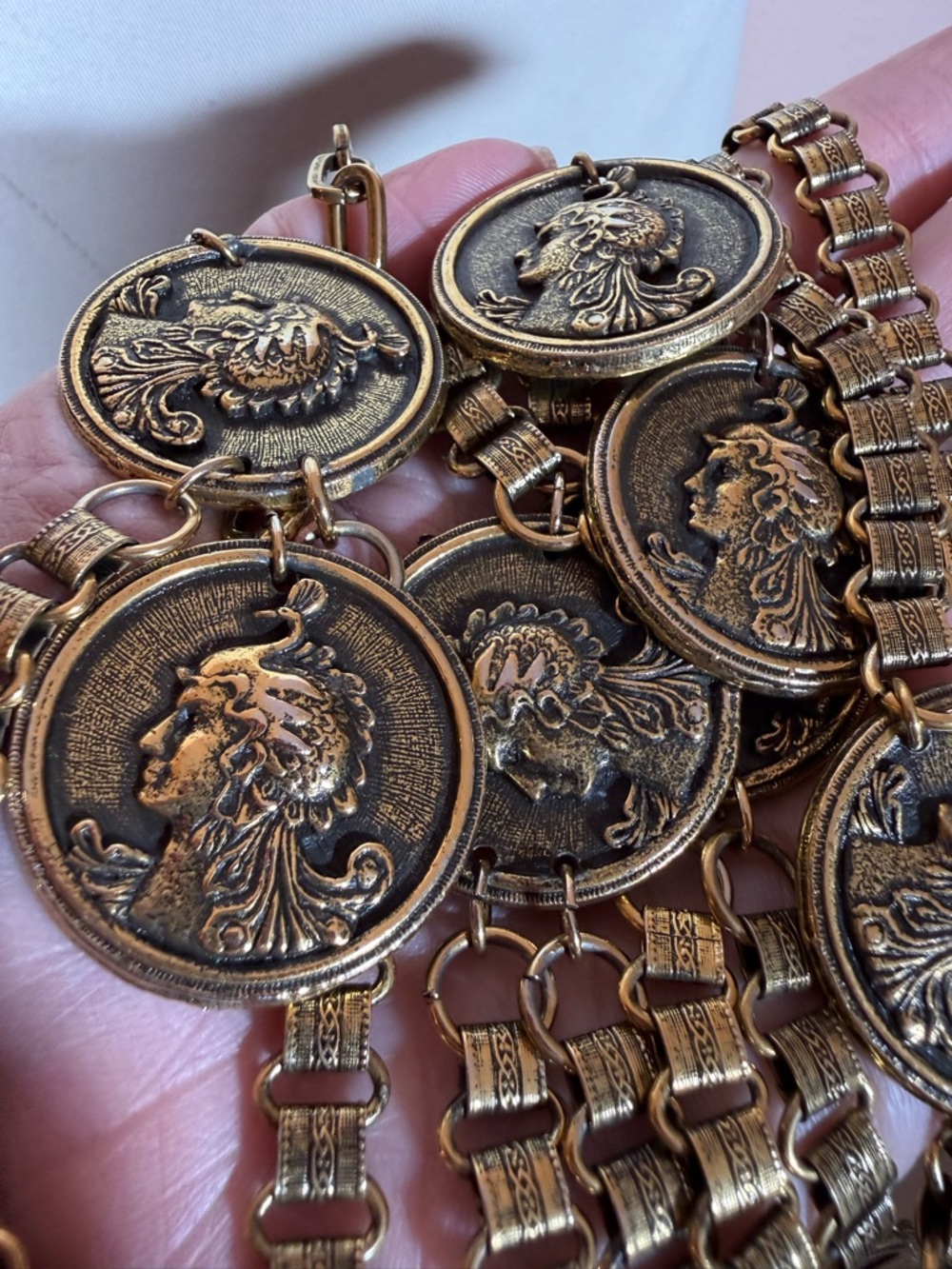 Vintage Victorian antique Gold Greek God Queen Hera Festoon chain belt - Picture 17 of 17